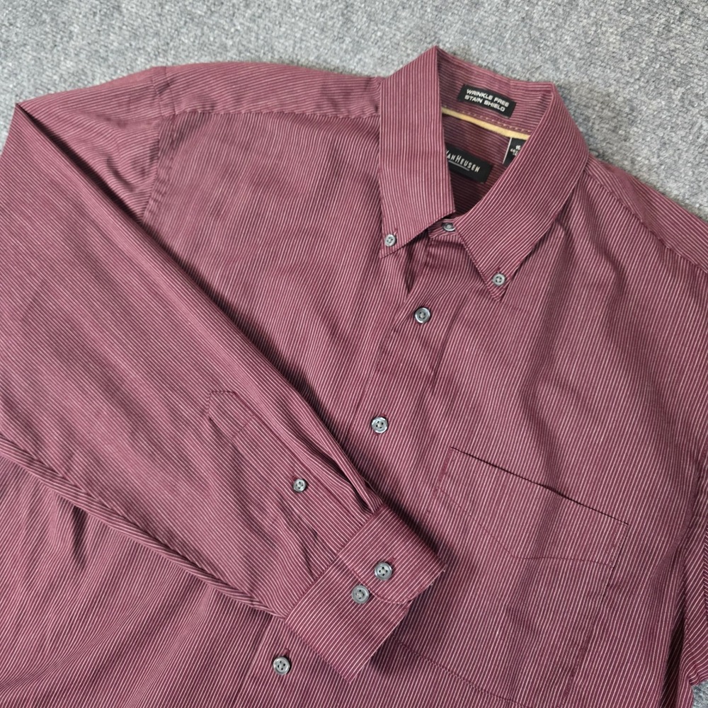 Van Heusen Wrinkle Free Stain Shield Button‎ Down Shirt Striped M 15-15 1/2